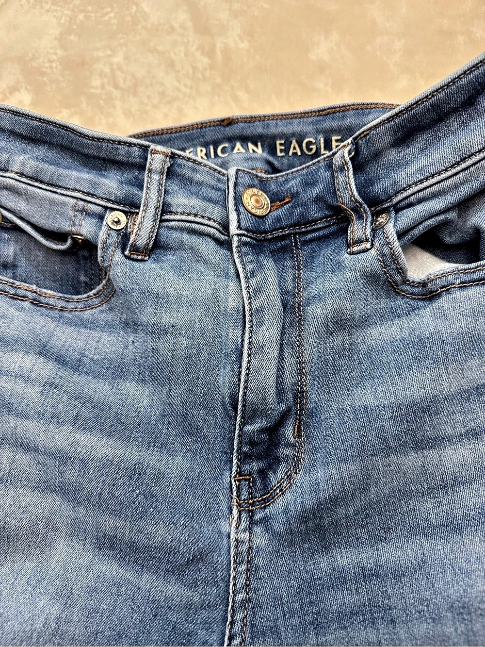 American Eagle AE Super High-Waisted Flare Jean Bootcut Blue 0 Short - Picture 5 of 7